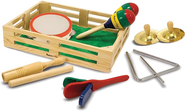 Melissa & Doug Band-in-a-Box Clap! Clang! Tap! - 10-Piece Musical Instrument Set | Kids Musical Instruments, Wooden Percussion Instruments For Toddlers And Kids Ages 3+ 9 51MBwt3mbdL. AC
