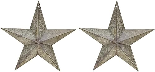 Miniatura 6 de Juego de estrellas de granero de metal, 2 piezas, 8 pulgadas, color crema (8 pulgadas blanco apagado)