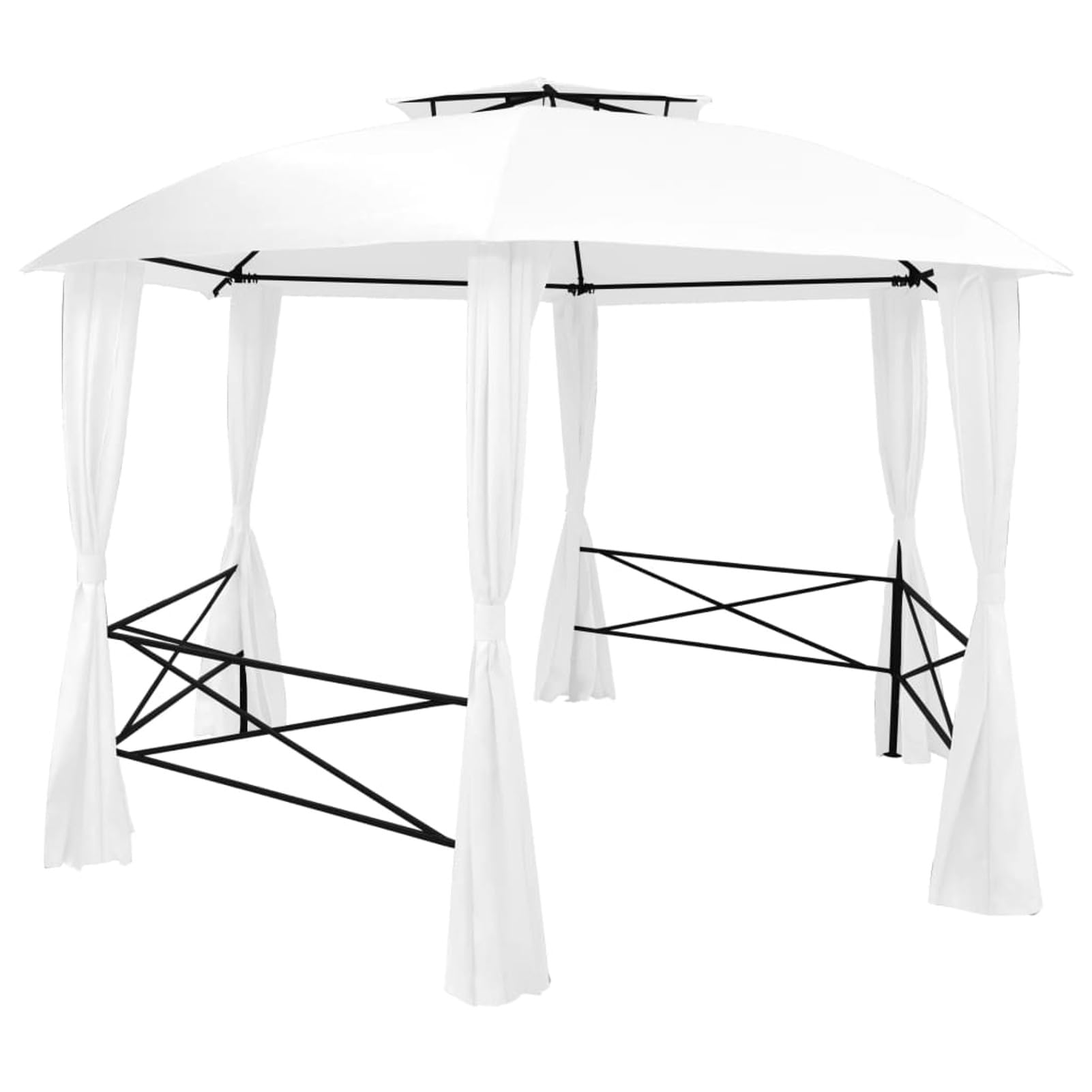 Altana ogrodowa z zasłonami 360 x 312 x 265 cm biała 180 g/m², altana, wodoodporna, odporna na promieniowanie UV, altana ogrodowa, altana zewnętrzna-312234
