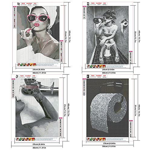 Pack de 4 pintura de diamante de mujer sexy de 30x40cm y kit 5D de cuadros por números 2