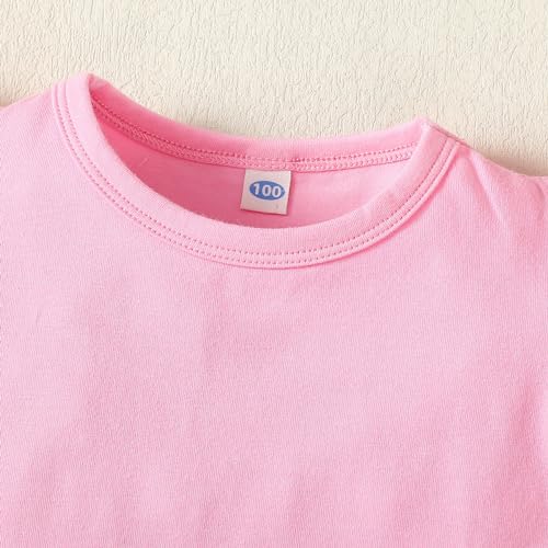 Image of Magic Park 1-14Y Toddler Ruffle T Shirt Girls Solid Color Blouse Kids Girl Short Long Sleeve Tops Casual Tee