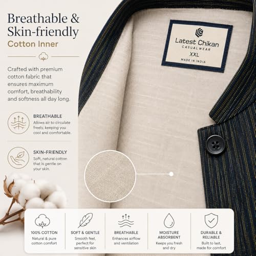 Image of LATEST CHIKAN Men's Traditional Cotton Solid Nehru Jacket /Waistcoat
