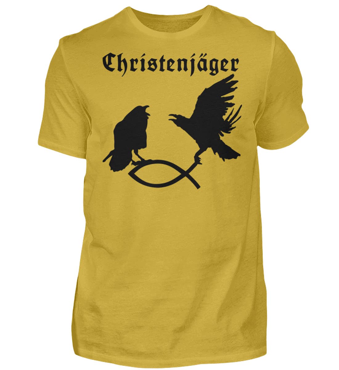 T-Shirt Haut de Gamme Homme Hugin et Munin Jaune Medium aux Finitions Soignées