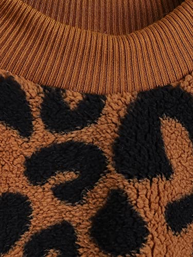 Milumia Pet Outfits Leopard Print Plush Sweatshirt Cats Dogs Shirt Warm Pet Clothes Brown X-Large #TOP4