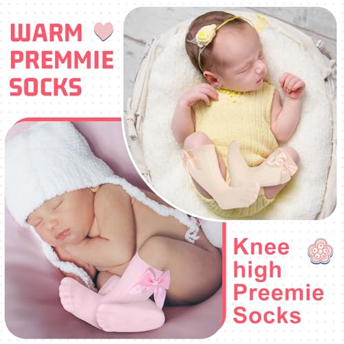 5 Pairs Long Preemie Socks Premature Newborn Baby Knee High Cotton Socks for Girls Boys Infant Toddler2