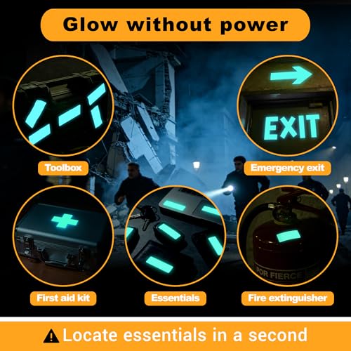 Image of High Brightness Glow in the Dark Tape for Safety Marking, Art Craft DIY, Halloween Deco and Party Accessories. Non-Toxic Adhesive, Waterproof Rechargeable Luminous Tape Blue-Green Light (1 in X 30 ft)