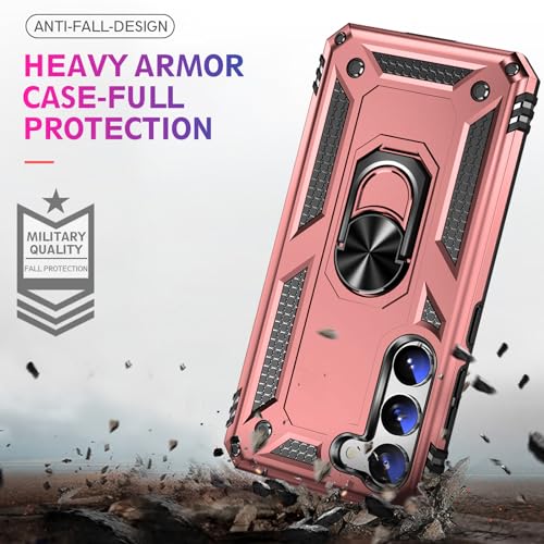 Image of for Samsung Galaxy S24 Case with Screen Protector, Military Grade Rugged Shockproof Heavy Duty Galaxy S24 5G Protective Cover for Samsung S24 5G Magnetic Ring Kickstand Phone Case (Pink)