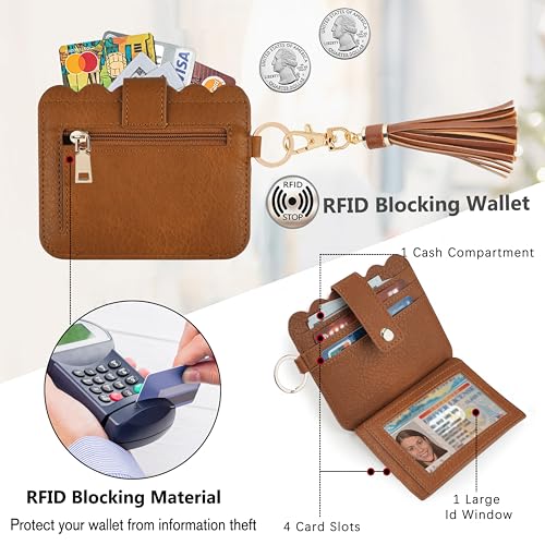 Image of Wristlet Wallet for Women with Keychain - RFID Card Holder Small Wallet Wristlet with Key Ring