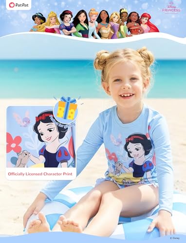 Image of Disney Frozen Elsa Stitch Marvel Toddler Girl Two Piece Long Sleeve UPF50+ Swimsuit Rashguard Sets Bathing Suit