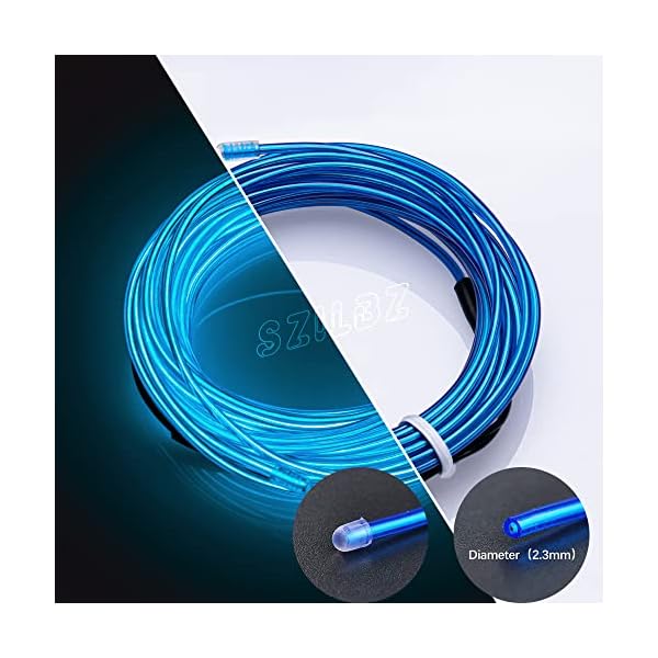 SZILBZ EL Draht, Neon Kabel Mit Batterie Trafo, Leuchtet Electroluminescent, für Partys, Halloween (Weiß -3M) – Bild 3