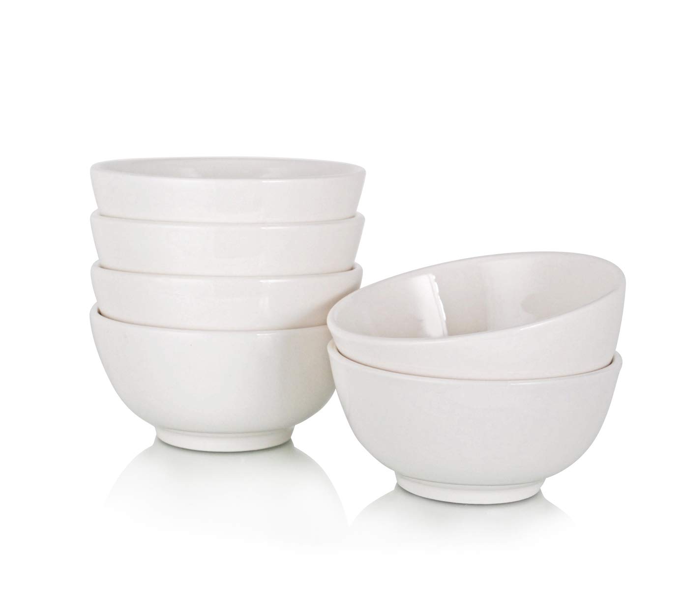 Hinomaru Collection White Porcelain Rice Bowl Set of 6 Quality Porcelain Ochawan Rice Bowl Pack Home Use Restaurant Supply Grade (5.25"D x 2.5H 15 fl oz)
