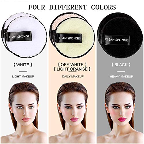 12Pcs Reusable Makeup Remover Pads Reusable Cotton Pads Bamboo Makeup Remover Pads Reusable Facial Cotton Rounds Reusable Cotton Rounds Bamboo Toner Pads (4colors: White Black Coffee Pink) - Thumbnail 4
