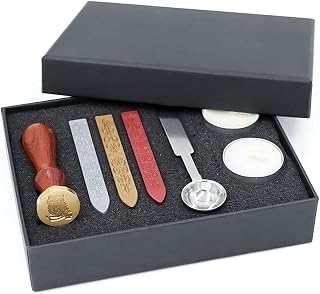 VOOSEYHOME Lovely Owl on Branch Wax Seal Stamp Kit Gold/Red/Silver Wax Sticks Tea Candles and Wax Spoon, Decorating on Invitations Envelope Gift Packings for Birthday Themed Parties Weddings