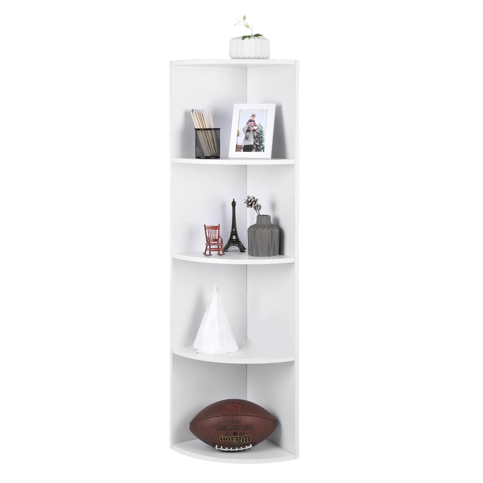 VASAGLE Custos Collection - Étagère d'angle à 4 Niveaux, Étagères de Rangement Autoportantes, Bibliothèque en Bois, pour Cuisine, Chambre, Salon, Bureau, Blanche LBC42WT