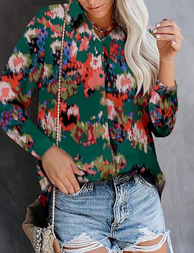 Image of Magritta Women's Shirts Fashion Casual Loose Fit Long Sleeve Button Down Lightweight Collared Blouse Tops