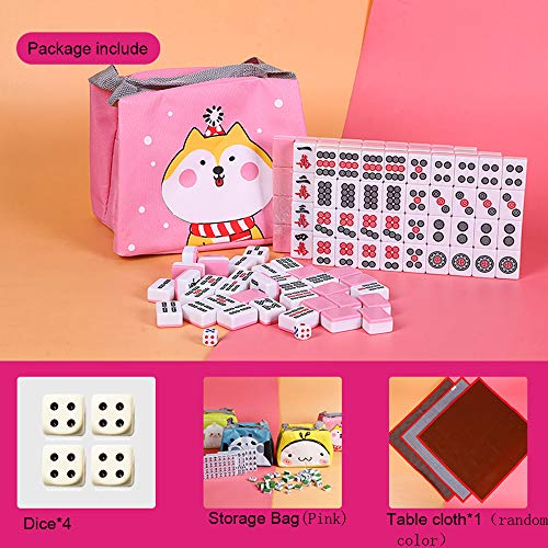 Set de Mahjong Chino Mini 144 Fichas Accesorios Rosa miniatura 6