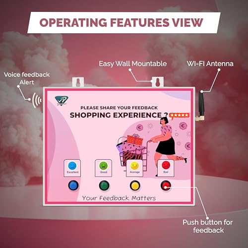 Image of Rely Cure ⇒ VP INDUSTRIES (Lite Model) Shopping Feedback Machine with Inbuilt WiFi Hotspot | Smiley Feedback System with Mobile App & Live Reports