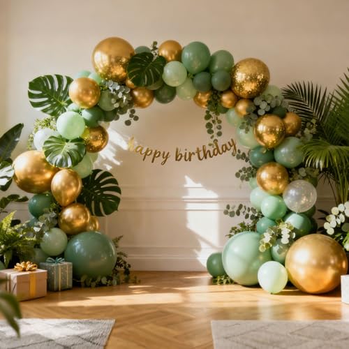 rubfac 129pcs metallic gold balloons different sizes 18 12 10 5 inch latex balloon garland arch kit for party graduation wedding holiday happy birthday decoration