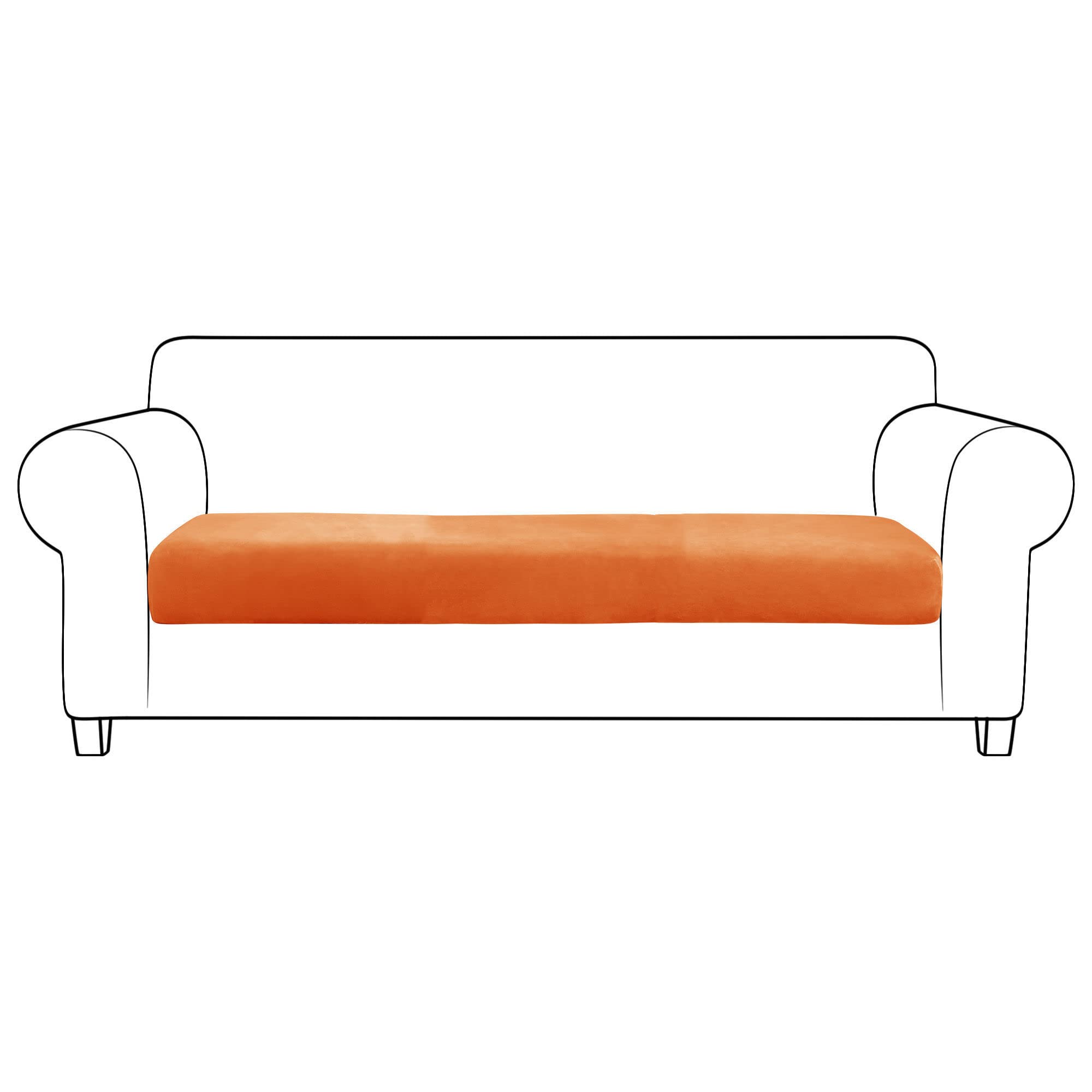 SVFOEBJM Velvet Sofa Seat Cushion Covers, Sofa Cushion Covers Stretch Couch Cushion Cover Soft With Elastic Bottom Sofa Seat Cover For Chair Sofa-Orange-3-seater