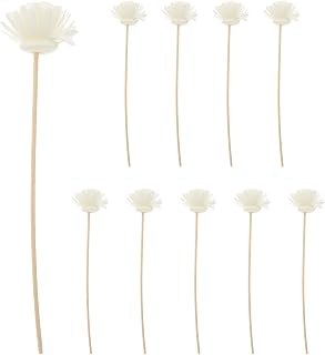 10pcs Natural Rattan Diffuser Sticks with Chrysanthemum Flower Design Porous Lightweight Aromatherapy Reeds for Home Bedroom Office Flameless Fragrance Oil Diffuser Replacement and