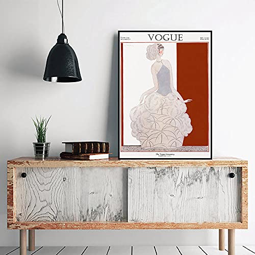 HNZKly Vogue Magazin Cover Poster Retro Frau MäDchen Pop Leinwand GemäLde Elegante Weibliche Mode Wand Bilder Vintage Bild Moderne Kunstdrucke MäDchen Zimmer Wohnkultur D1/ 50x70cm Ohne Rahmen Cover