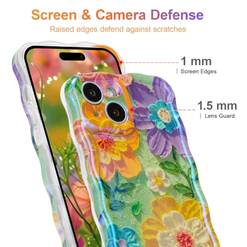 Coque pour iPhone 14 protection fleur brillante verte - 4