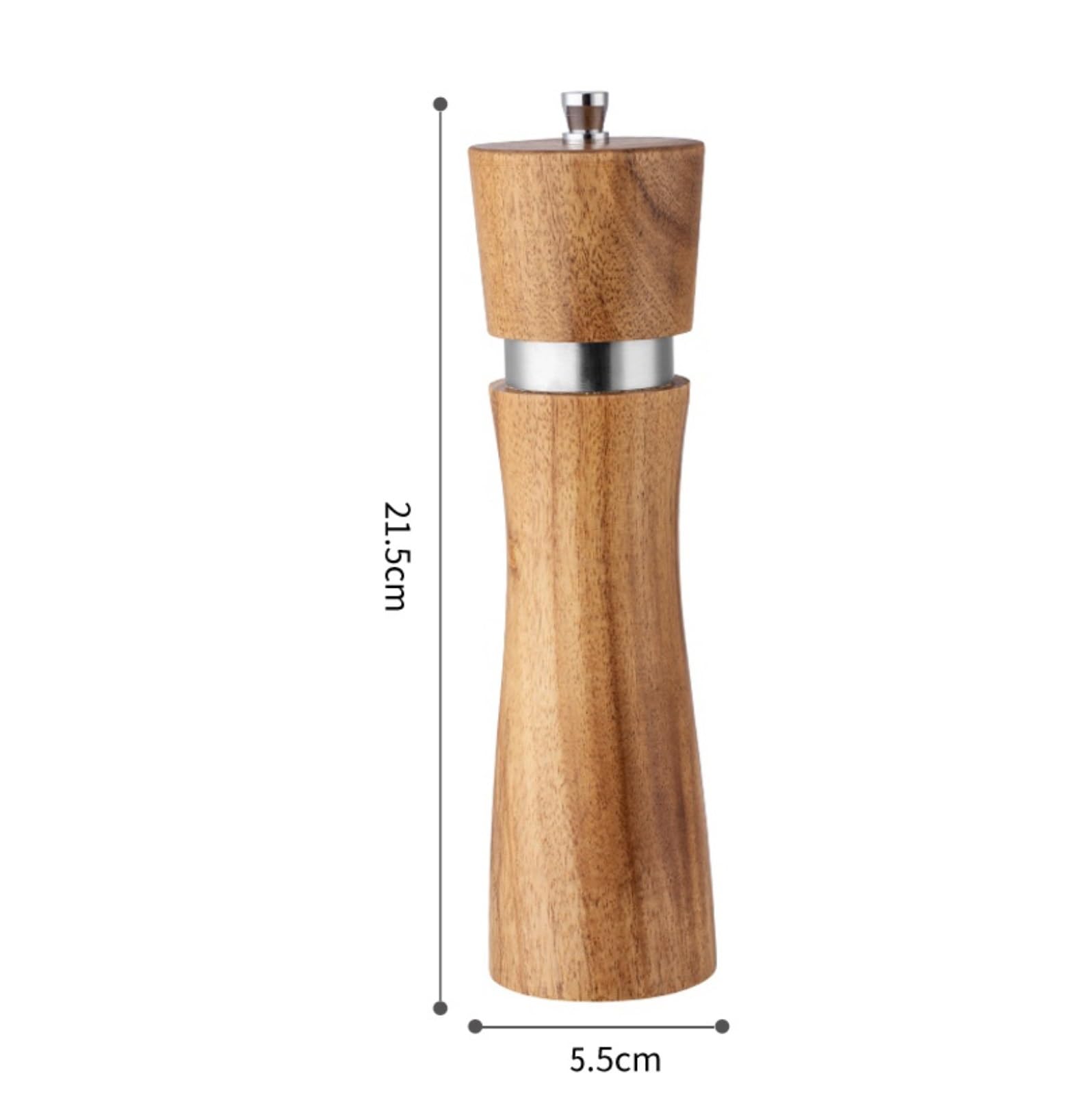Młynek Do Przypraw Pieprzu Drewniany Młynek Do Pieprzu Lub Soli Z Drewna Akacjowego O Wysokości 8 Cali Regulowanym Ceramicznym Wirnikiem Do Różnych Przypraw(2pcs)