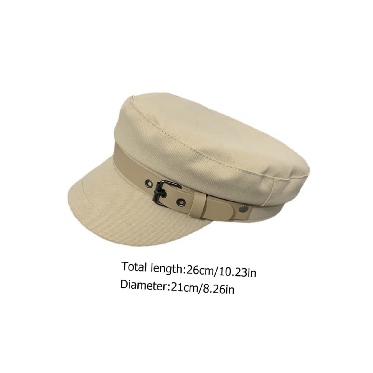 PartyKindom Fashionable Women's Cap Peaked Beret Hat Leather Buckle Versatile Outdoor Activities Daily Life and Special Events Beige