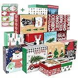 16 decorative Christmas Gift Wrap Boxes Bulk with Lids for Wrapping Extra Large Clothes and 80 Christmas Stickers(Assorted size for Shirts, Robes, Coats, Sweaters, clothing and xmas Holiday Present)