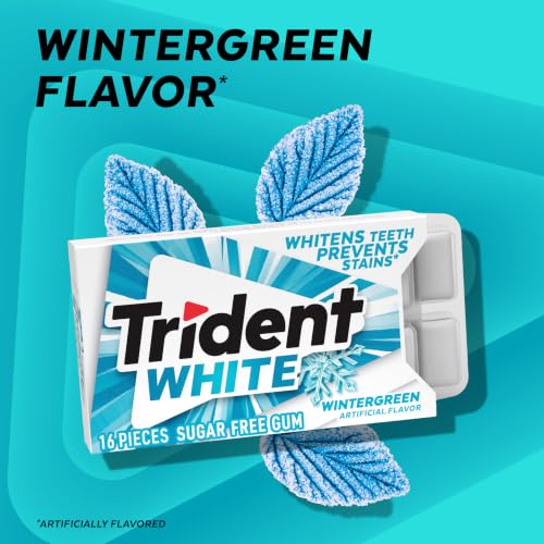 Image of Trident White Wintergreen Sugar-Free Chewing Gum, 9 Packs of 16 Pieces