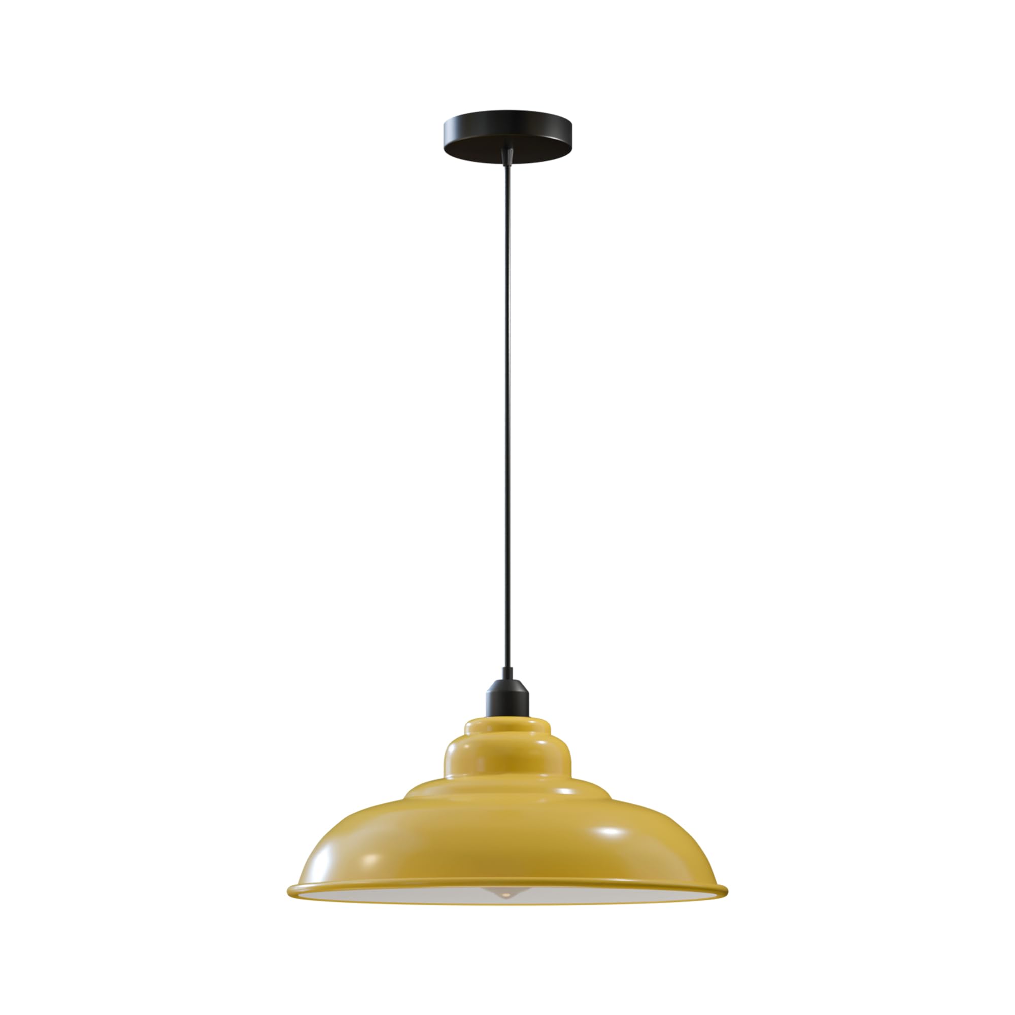 Dc Voltage Yellow Vintage Industrial Single Head Hanging Pendant Light E27 Metal Shade And Adjustable Cable For Bedroom Living Room Dining Room Café Bar And Restaurant