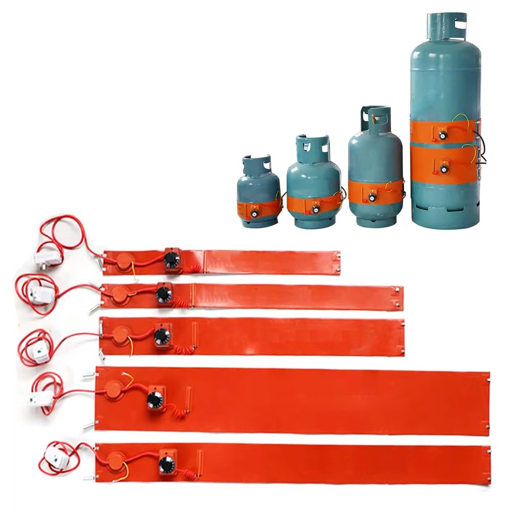 Metalowy grzejnik bębnowy, silikonowa podkładka grzewcza z regulatorem temperatury, 250 W, nadaje się do różnych rozmiarów butli LPG