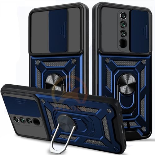 Image of Armor Bumper Back Cover Case for Redmi Note 8 Pro Rotating Camera Cover, Ring Holder & Kickstand | Heavy Duty & 360 Degree Protection Redmi Note 8 Pro Back Cover (Blue)