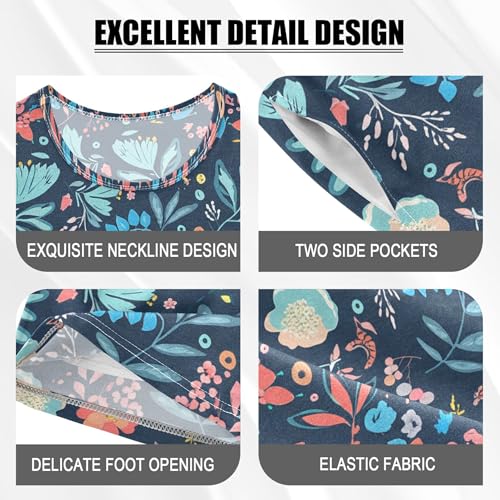 Colorful Flowers Pajama Set Pajamas Sleepwear Nightwear Loungewear Clothes Set B04049084
