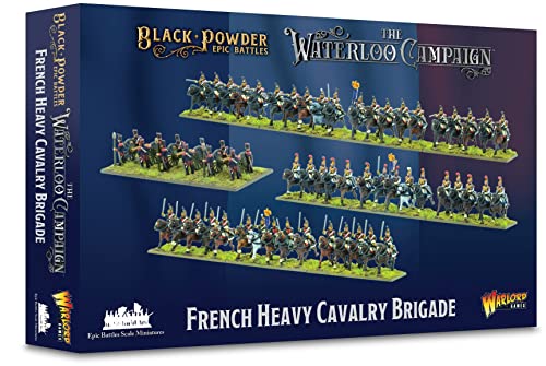 Warlord Black Powder Epic Battles Waterloo: Brigada de Caballería Pesada Francesa Militar Mesa Superior Wargaming Kit de modelo de plástico 312002003