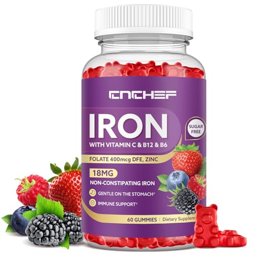CNCHEF Iron Supplement for Women & Men Gummies, Multivitamin Blood Builder Iron Supplement with...