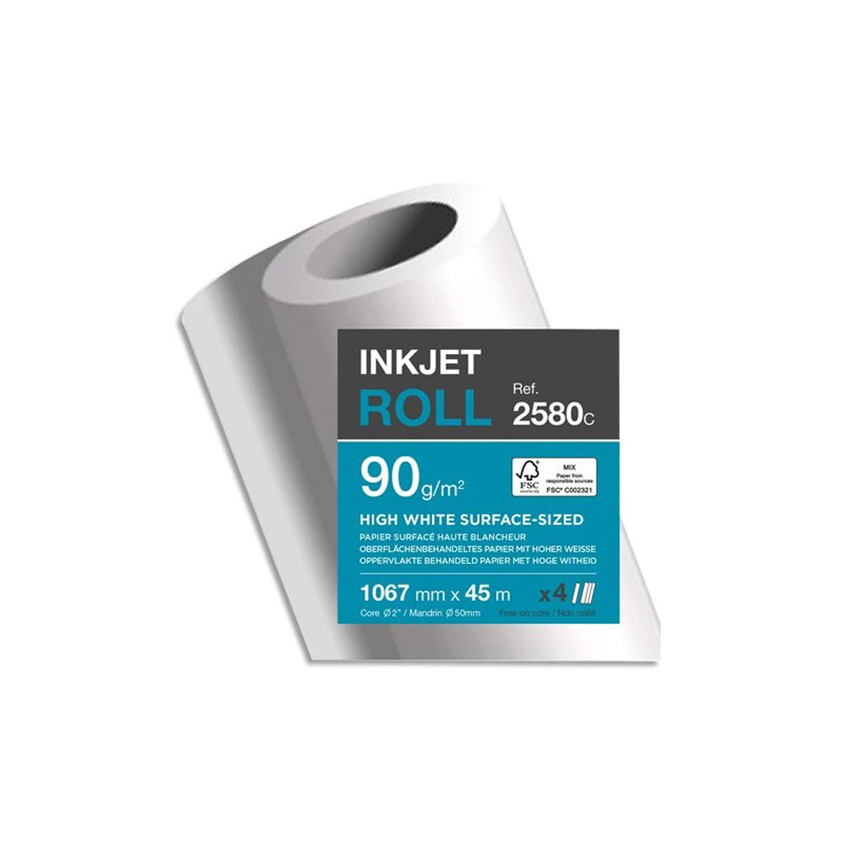 papier blanc CIE153 Couché Mat 90g pour traceur 0,914mmx45m. Qualité photo