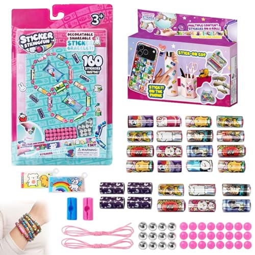 SurPse Kids Bracelet Making Kit -310 Pcs Sticker Bracelets for Kids - DIY Sticky Rolls Bracelet Craft Set for Girls Charm Bracelet Making Kit for Childrens Arts & Crafts Activities