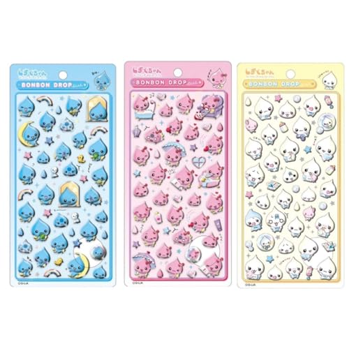 ボンボンドロップシール しずくちゃん・うるおいちゃん ・みるみるちゃん セット｜ぷっくり立体デコシール スマホケース・手帳に 【SNSで大バズり】【話題沸騰】のサムネイル