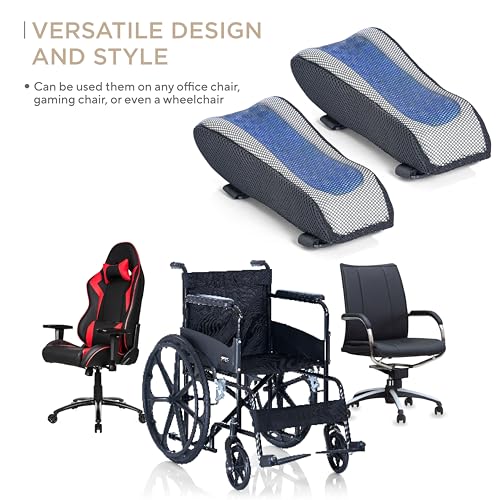 Image of FOVERA Gel Armrest Pads for Office & Gaming Chair, Premium Soft Gel Top with Memory Foam Base, Ergonomic Elbow Pillow for Comfortable Arm Support and Arm & Elbow Pain Relief (2 PCs)