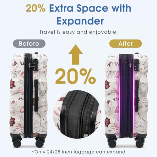 Merax 24 Inch Expandable Checked Luggage Lightweight Glossy Hardshell PC+ABS Medium Suitcase with Spinner Wheels TSA Lock for Short Vacations3