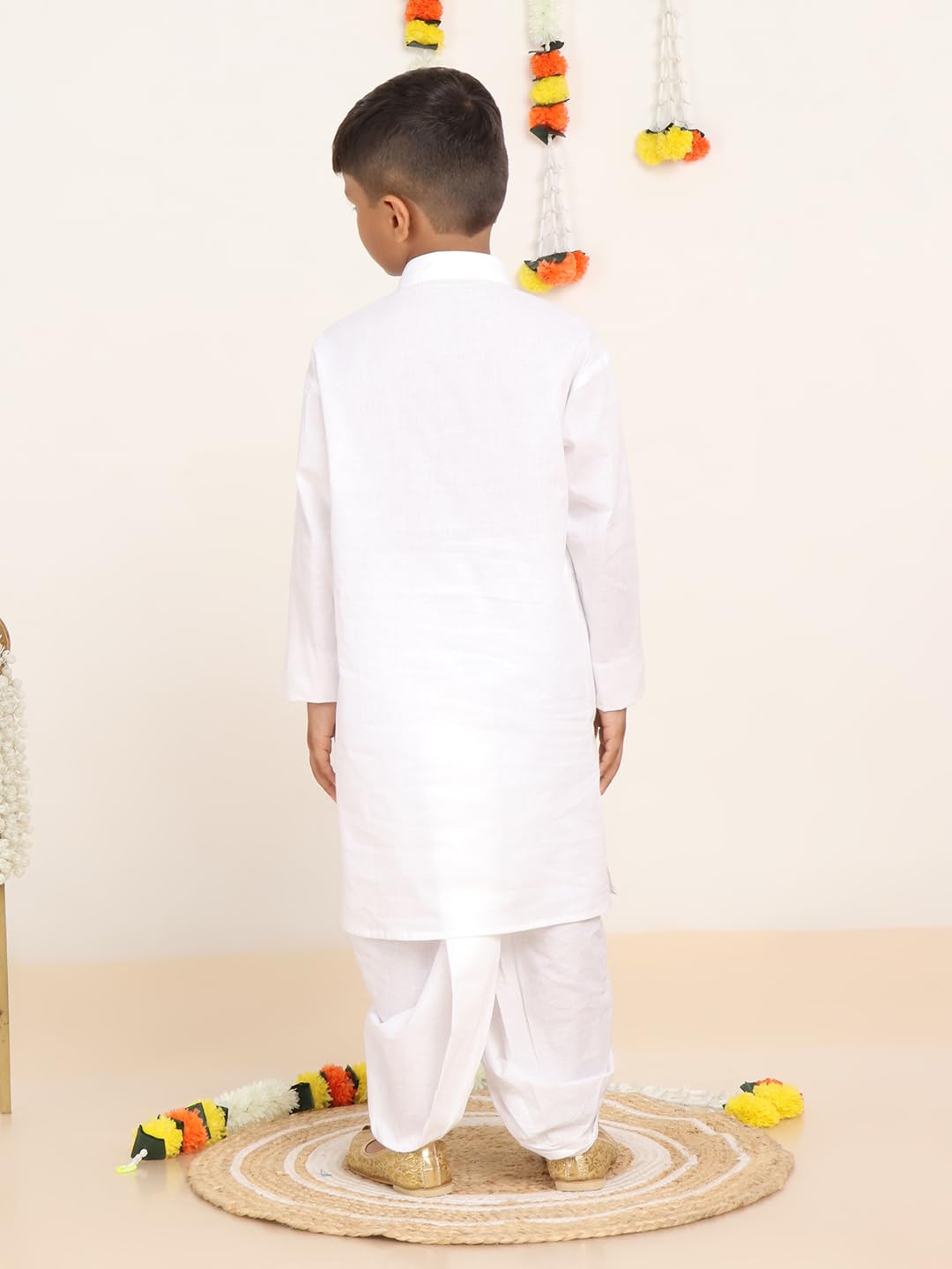Baba & Baby Boy's Cotton Solid White Kurta Dhoti Set (White Dhoti, 6-12Months) - Image 6 thumbnail