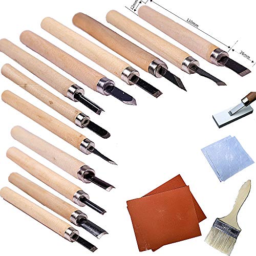 Fycooler Wood Carving Tools Kit,18PCS Professional Wood Carving Tools Set with Grindstones, Professional Hand Carving Knife Tools for Wood, Fruit, Vegetable Carving Sculpture and Wax DIY Craft