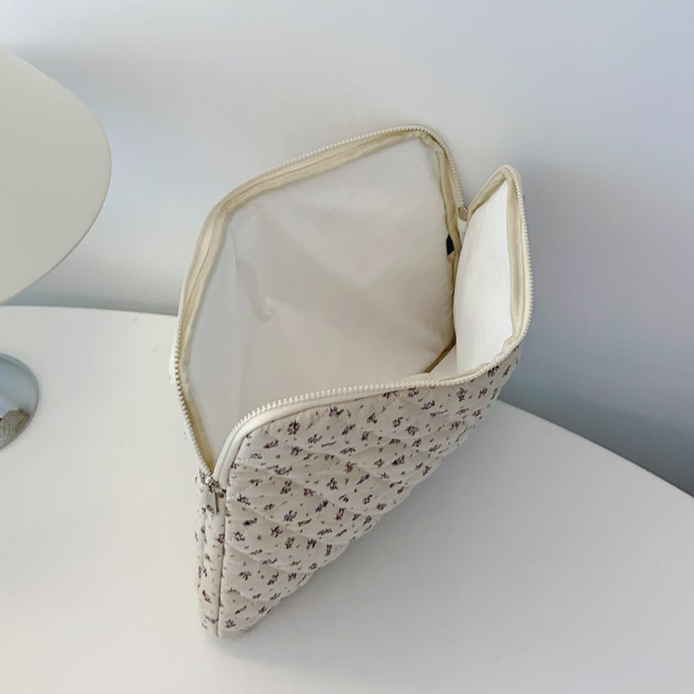 HICARRY Puffy Laptophoes voor laptops van 11, 13, 15 inch, schattige bloemen, esthetische laptoptas, compatibel met MacBook Air/Pro Retina, Puffy laptophoes met strikpatroon, voor dames en meisjes