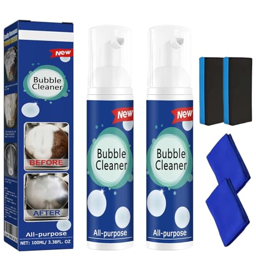 2piezas Nuvilux Limpiador de Burbujas,Limpiador Multiusos para Superficies,Espray de Burbujas Eliminador de Grasa y Suciedad Resistentes,Aplicable a Ollas, Sartenes, Hornos y Cocinas de Gas