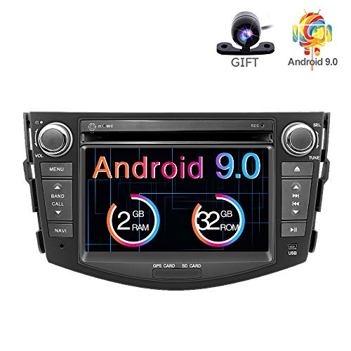 Freeauto Autoradio stéréo Android 9.0 7" Écran Tactile multipoint 2 Go ROM 32 Go ROM Lecteur DVD multimédia Prise en Charge WiFi Bluetooth GPS Sortie RCA Commande au Volant pour Toyota RAV4 2006-2012