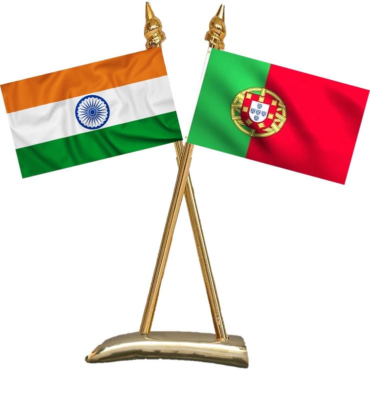 PORTUGAL & INDIA Miniature Flags - Shining & Bright Cotton Cloth with Criss-Cross Classy Brass Base Table Stand (B0DF6KQKVC) Amazon Price History, Amazon Price Tracker