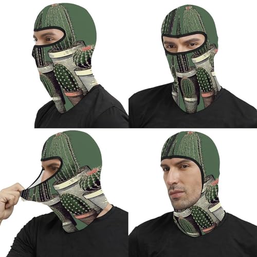 Pasamontaña térmico para hombre y mujer con estampado de cactus verde, máscara facial para esquí, motocicleta y clima frío miniatura 5