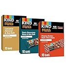 KIND Bar Minis, Variety Pack, Dark Chocolate Nuts and Sea Salt, Peanut Butter, Caramel Almond , Healthy Snacks, Gluten Free, Low Sugar/Calorie Snacks, 30 Count