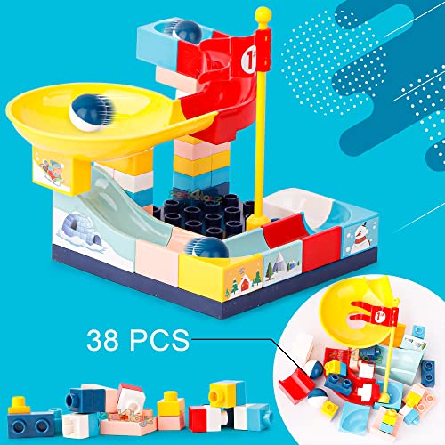Image of Zest 4 Toyz 2 in 1 DIY Rolling Ball Drop Toys for Kids 38 Pieces Building Blocks Puzzle Educational Learning Toy for Babies Boys & Girls (Pack of 1) Multi Color